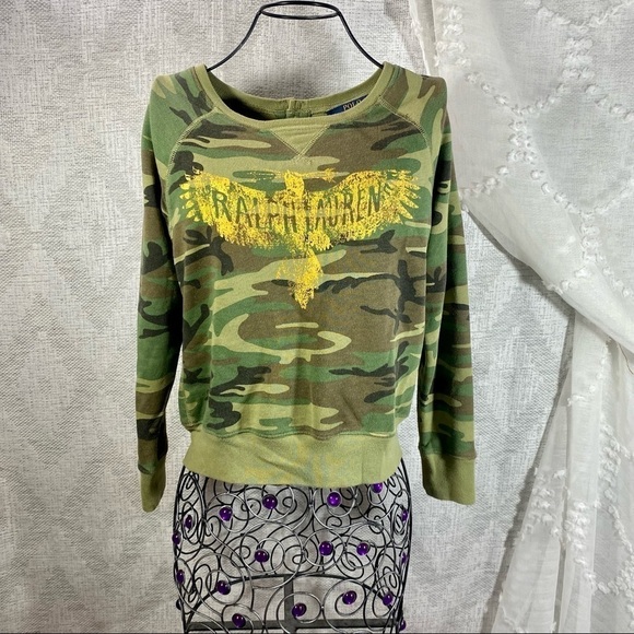Polo Ralph Lauren camo button back sweater size L - Picture 1 of 8